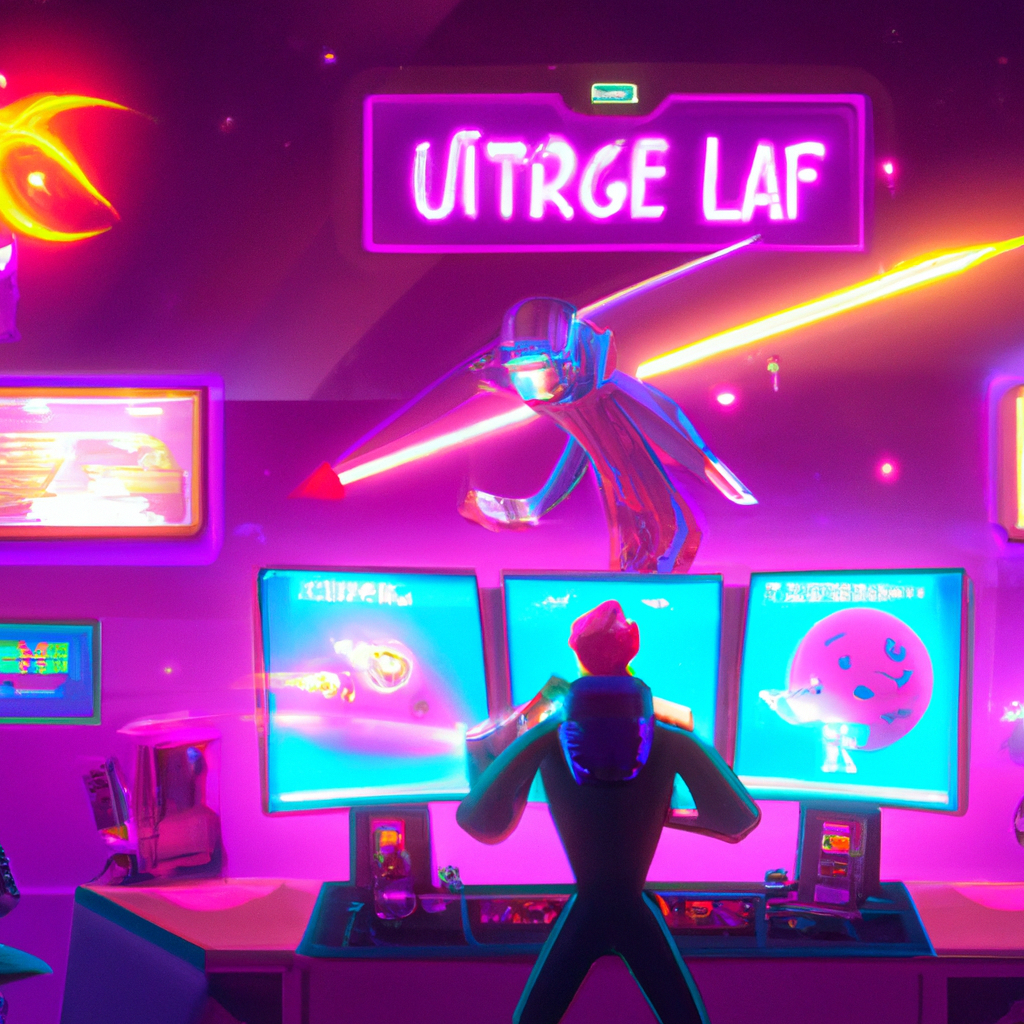 PlayForge hero: multi-screen editor with arcade HUD